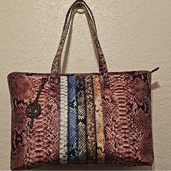 Badgley Mischka Handbags - Badgley Mischka Mult-Color Snakeskin Large Shoulder Bag NWT
